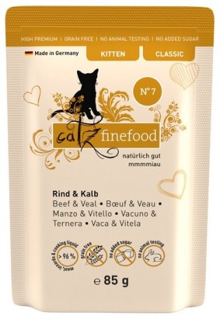 Catz Finefood Catz Finefood Classic Kitten N.07 Wołowina i cielęcina saszetka 85g