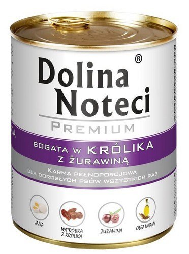 Dolina Noteci Dolina Noteci Premium Pies Królik i żurawina puszka 800g