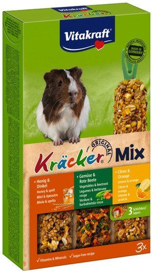 Vitakraft Vitakraft Kracker 3szt Świnka morska Mix - Miód/Warzywa/Cytryna 168g [25226]