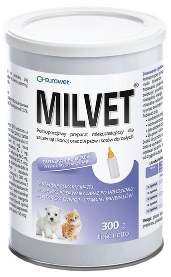 Eurowet Milvet Preparat mlekozastępczy dla szczeniąt i kociąt 300g