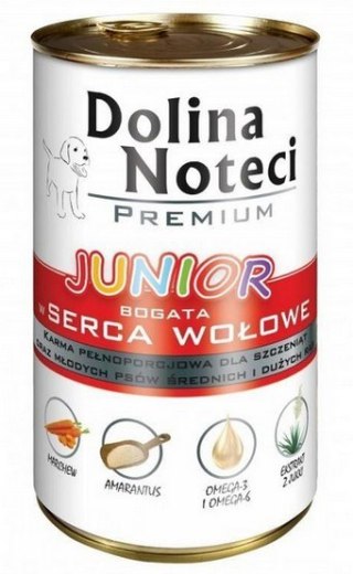 Dolina Noteci Dolina Noteci Premium Pies Junior Serca wołowe puszka 400g