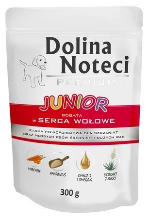 Dolina Noteci Dolina Noteci Premium Pies Junior Serca wołowe saszetka 300g