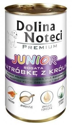 Dolina Noteci Dolina Noteci Premium Pies Junior Wątróbka z królika puszka 400g