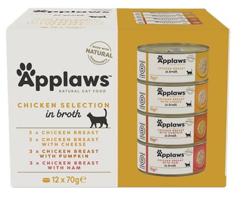 Applaws Applaws puszki dla kota Multipack Chicken 12x70g