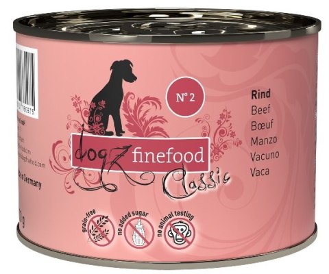 Dogz Finefood Dogz Finefood Classic N.02 Wołowina puszka 200g Dogz Finefood Dogz Finefood Classic N.02 Wołowina puszka 200g