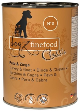 Dogz Finefood Dogz Finefood Classic N.08 Indyk i koza puszka 400g