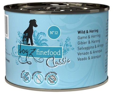 Dogz Finefood Dogz Finefood Classic N.12 Dziczyzna i śledź puszka 200g