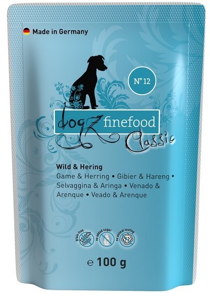 Dogz Finefood Dogz Finefood Classic N.12 Dziczyzna i śledź saszetka 100g