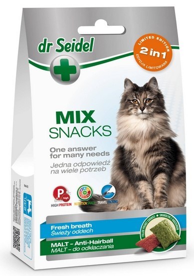 Dr Seidel Dr Seidel Smakołyki dla kotów 2w1 malt/oddech 60g Dr Seidel Dr Seidel Smakołyki dla kotów 2w1 malt/oddech 60g
