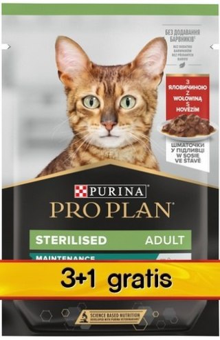 Purina Pro Plan Purina Pro Plan Cat Sterilised wołowina saszetka 4x85g 3+1 gratis