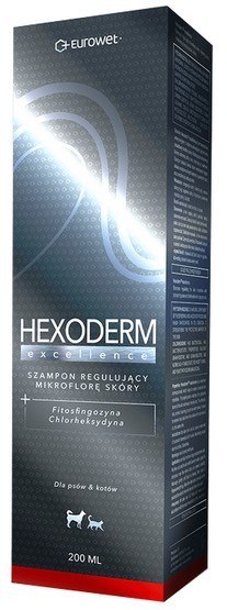 Eurowet Hexoderm Excellence - szampon regulujący mikroflorę skóry z fitosfingozyną i chlorheksydyną dla kota i psa 200ml